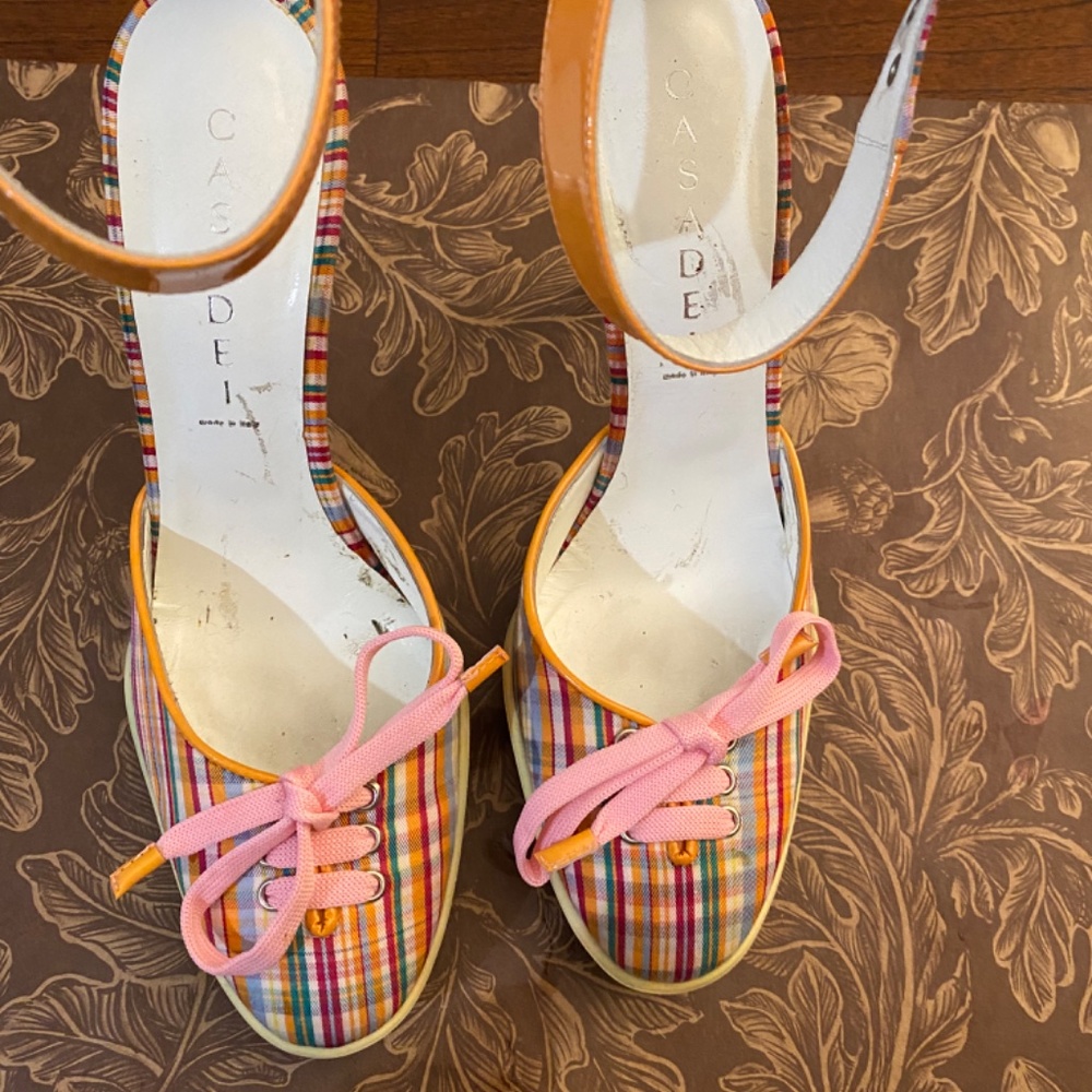 Casadei Plaid/White stilettos Size 36